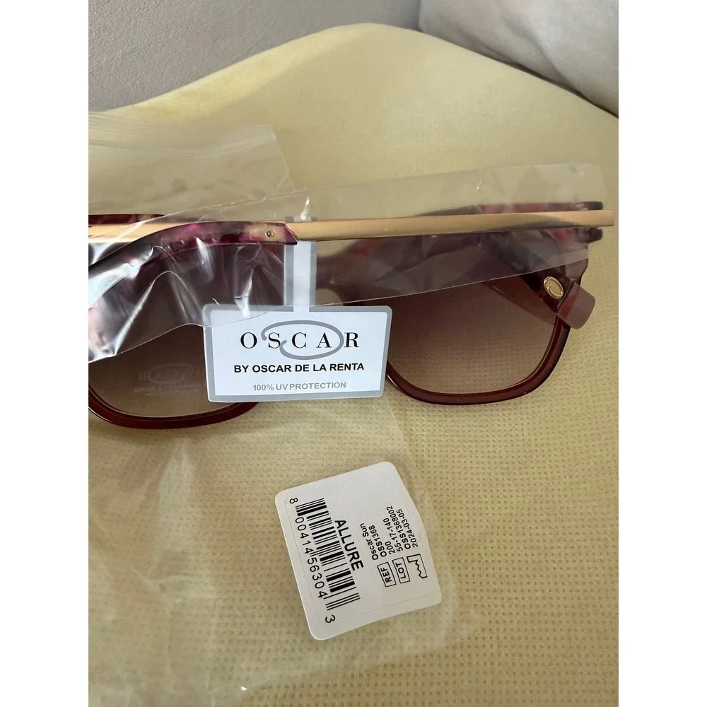 Oscar de la Renta Allure Sunglasses Brown Pink Tortoise Gold Elegant New‎